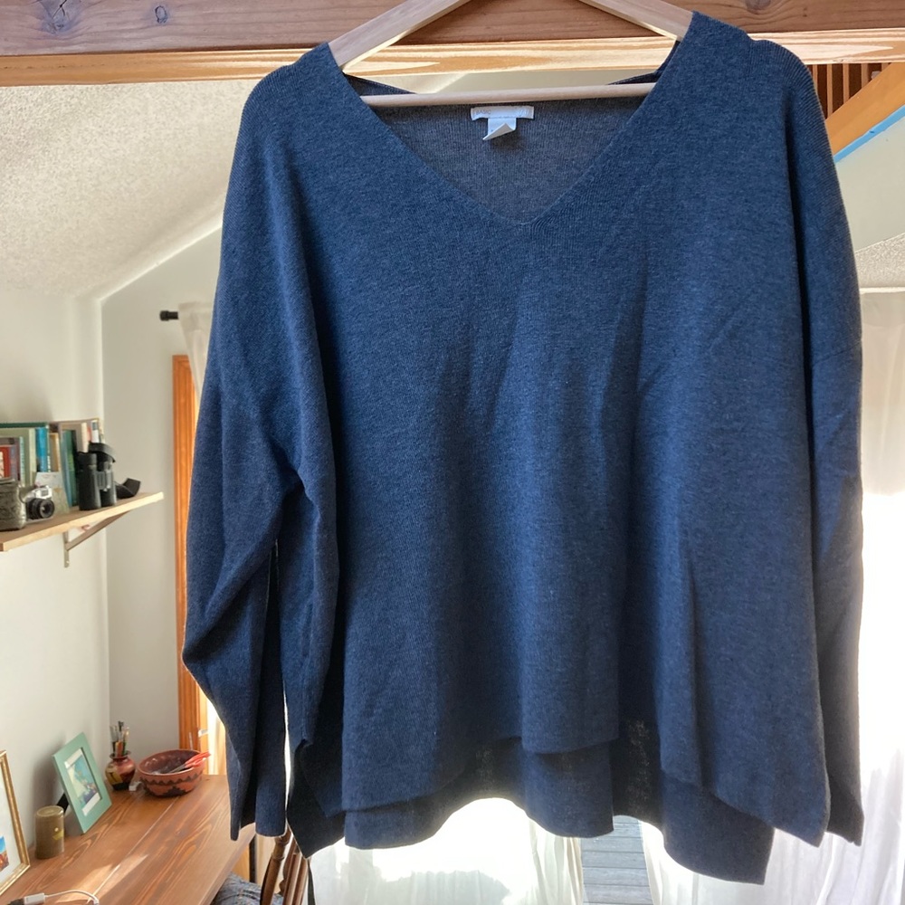 Gray V-neck sweater
